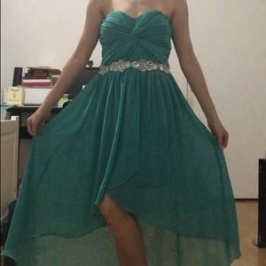 Teal High Low Dress